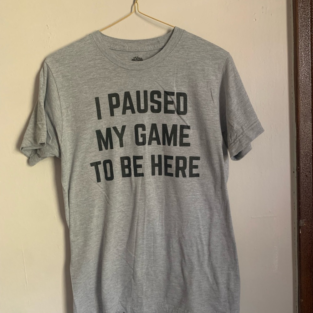 Unisex Gray Graphic Tee with Black Text